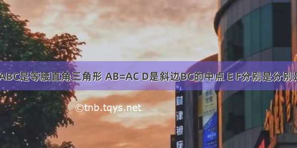 如图所示 △ABC是等腰直角三角形 AB=AC D是斜边BC的中点 E F分别是分别是AB AC边上