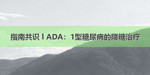 指南共识 l ADA：1型糖尿病的降糖治疗