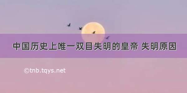 中国历史上唯一双目失明的皇帝 失明原因