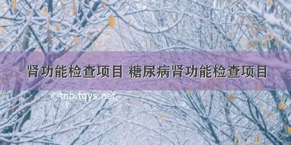 肾功能检查项目 糖尿病肾功能检查项目