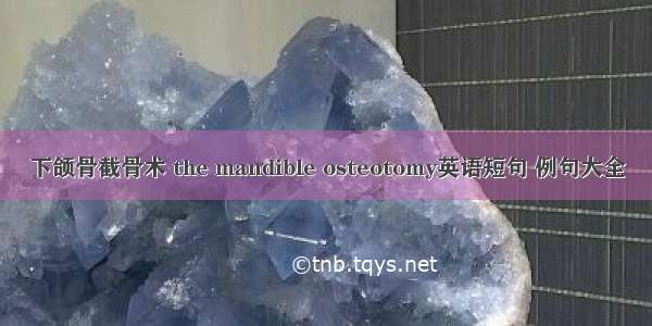 下颌骨截骨术 the mandible osteotomy英语短句 例句大全