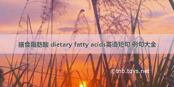 膳食脂肪酸 dietary fatty acids英语短句 例句大全