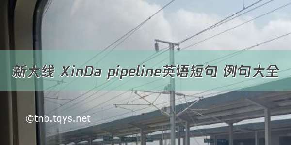 新大线 XinDa pipeline英语短句 例句大全