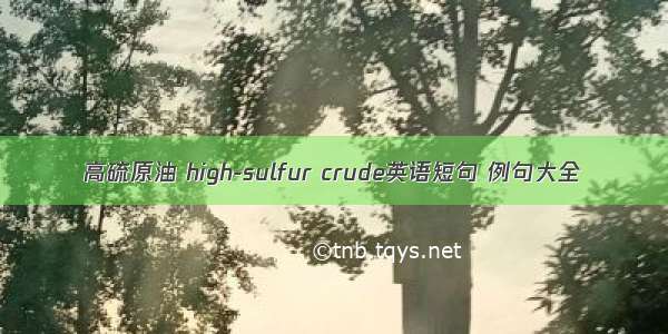 高硫原油 high-sulfur crude英语短句 例句大全