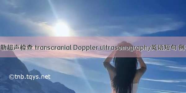 经颅多普勒超声检查 transcranial Doppler ultrasonography英语短句 例句大全