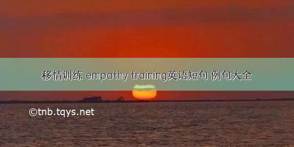 移情训练 empathy training英语短句 例句大全