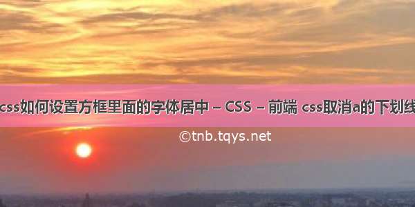 css如何设置方框里面的字体居中 – CSS – 前端 css取消a的下划线