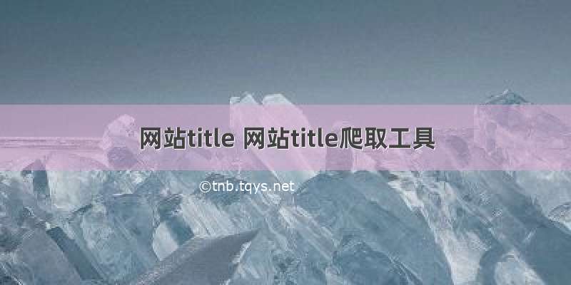 网站title 网站title爬取工具