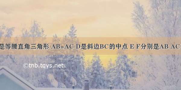 如图 △ABC是等腰直角三角形 AB=AC D是斜边BC的中点 E F分别是AB AC边上的点 且D