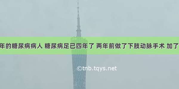 本人是多年的糖尿病病人 糖尿病足已四年了 两年前做了下肢动脉手术 加了六个支架 