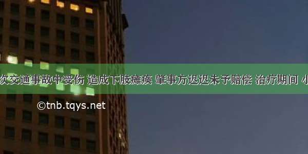 小李在一次交通事故中受伤 造成下肢瘫痪 肇事方迟迟未予赔偿 治疗期间 小李欠下巨