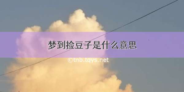 梦到捡豆子是什么意思