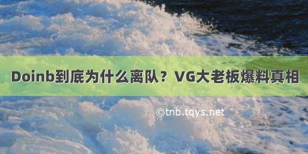 Doinb到底为什么离队？VG大老板爆料真相