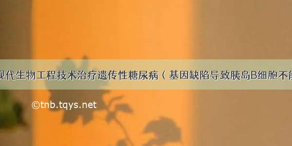 下图是利用现代生物工程技术治疗遗传性糖尿病（基因缺陷导致胰岛B细胞不能正常合成胰