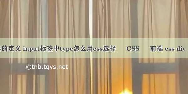 css类选择器的定义 input标签中type怎么用css选择 – CSS – 前端 css div height auto