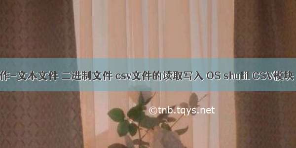 Python文件操作-文本文件 二进制文件 csv文件的读取写入 OS shutil CSV模块 常用字符编码