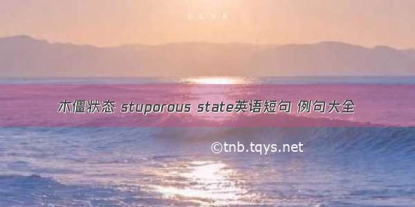 木僵状态 stuporous state英语短句 例句大全