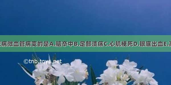 下列提示糖尿病微血管病变的是A.脑卒中B.足部溃疡C.心肌梗死D.眼底出血E.高血压ABCDE