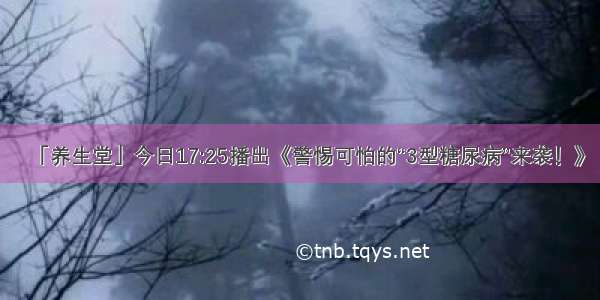 「养生堂」今日17:25播出《警惕可怕的“3型糖尿病”来袭！》