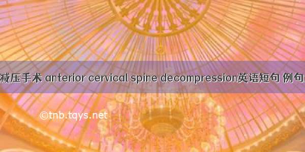 颈前路减压手术 anterior cervical spine decompression英语短句 例句大全