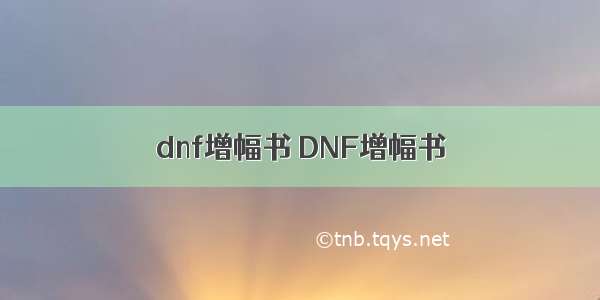 dnf增幅书 DNF增幅书