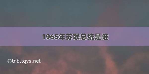 1965年苏联总统是谁