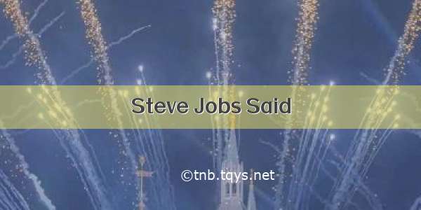 Steve Jobs Said