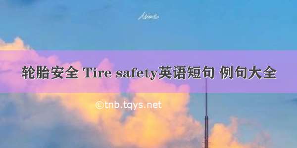 轮胎安全 Tire safety英语短句 例句大全