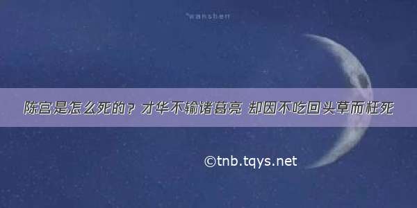 陈宫是怎么死的？才华不输诸葛亮 却因不吃回头草而枉死