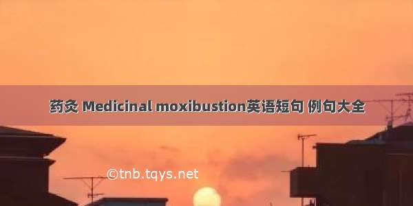 药灸 Medicinal moxibustion英语短句 例句大全