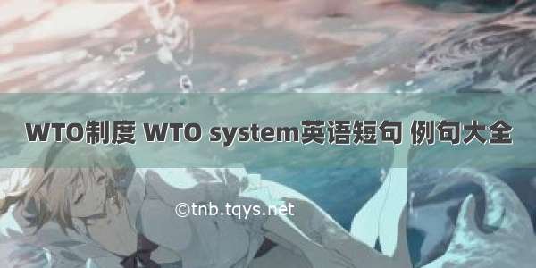 WTO制度 WTO system英语短句 例句大全