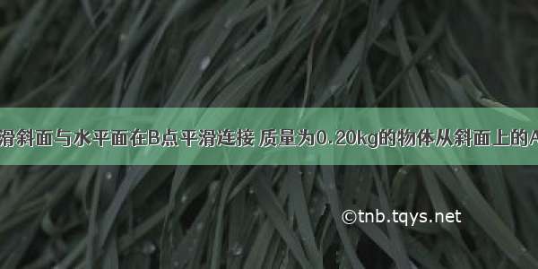 如图所示 光滑斜面与水平面在B点平滑连接 质量为0.20kg的物体从斜面上的A点由静止开