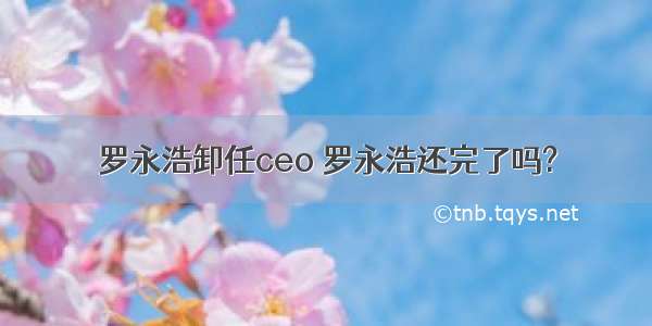 罗永浩卸任ceo 罗永浩还完了吗?