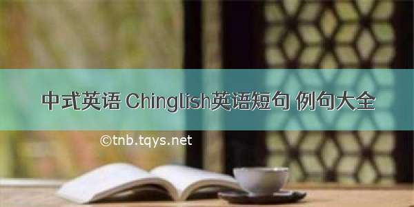 中式英语 Chinglish英语短句 例句大全