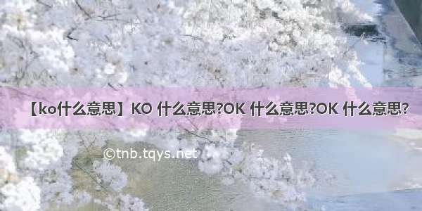 【ko什么意思】KO 什么意思?OK 什么意思?OK 什么意思?