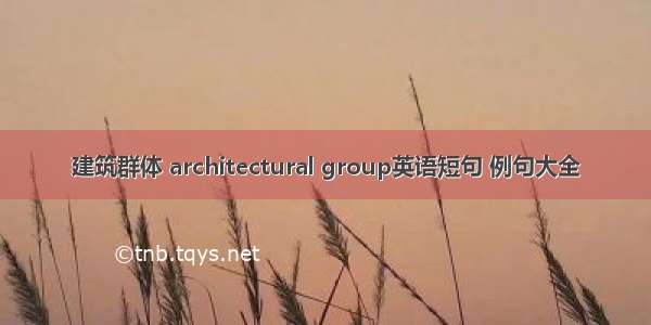 建筑群体 architectural group英语短句 例句大全