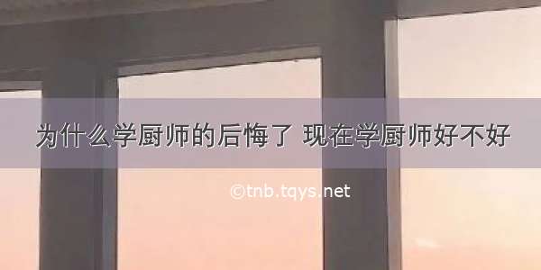 为什么学厨师的后悔了 现在学厨师好不好