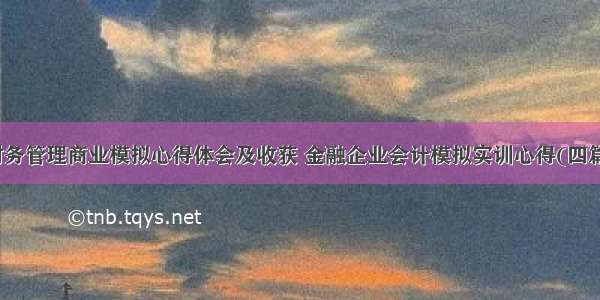 财务管理商业模拟心得体会及收获 金融企业会计模拟实训心得(四篇)