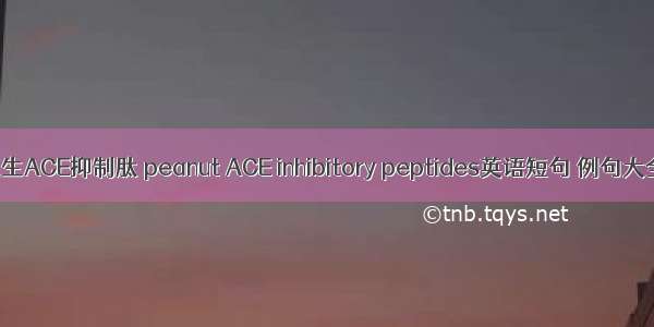 花生ACE抑制肽 peanut ACE inhibitory peptides英语短句 例句大全