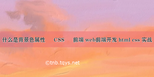 什么是背景色属性 – CSS – 前端 web前端开发 html css 实战