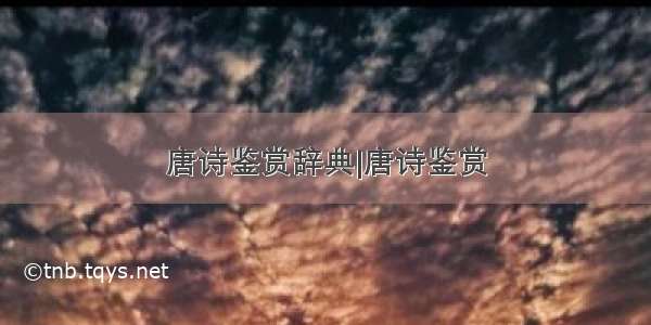 唐诗鉴赏辞典|唐诗鉴赏