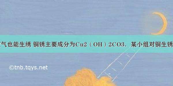 铜在潮湿的空气也能生绣 铜锈主要成分为Cu2（OH）2CO3．某小组对铜生锈实质进行了两