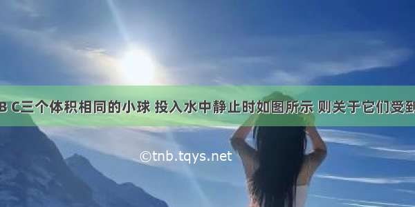 如图有A B C三个体积相同的小球 投入水中静止时如图所示 则关于它们受到浮力说法