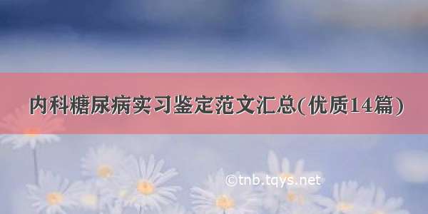 内科糖尿病实习鉴定范文汇总(优质14篇)