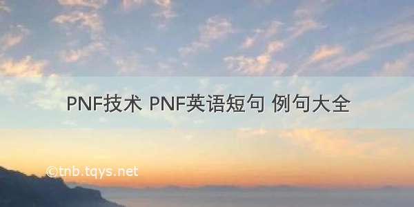 PNF技术 PNF英语短句 例句大全