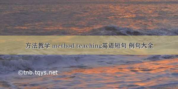 方法教学 method teaching英语短句 例句大全