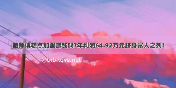 鲍师傅糕点加盟赚钱吗?年利润64.92万元跻身富人之列!