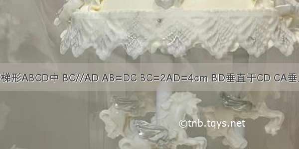 在等腰梯形ABCD中 BC//AD AB=DC BC=2AD=4cm BD垂直于CD CA垂直于AB