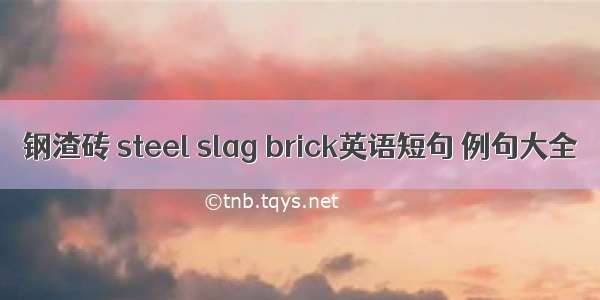 钢渣砖 steel slag brick英语短句 例句大全