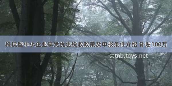 科技型中小企业享受优惠税收政策及申报条件介绍 补贴100万